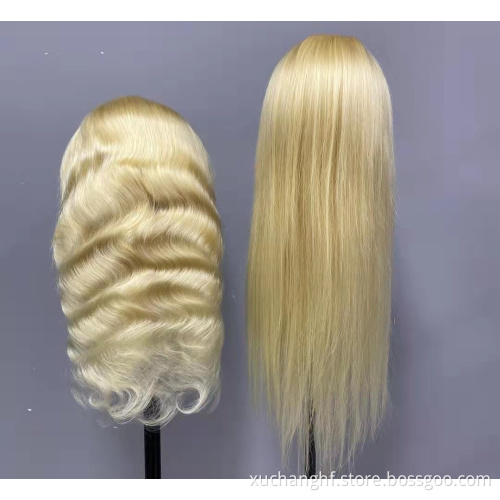 Wholesale 150% Density Platinum Honey Blonde 613 Straight Transparent Swiss Lace Frontal Wigs 13*4 Wigs with Baby Hair